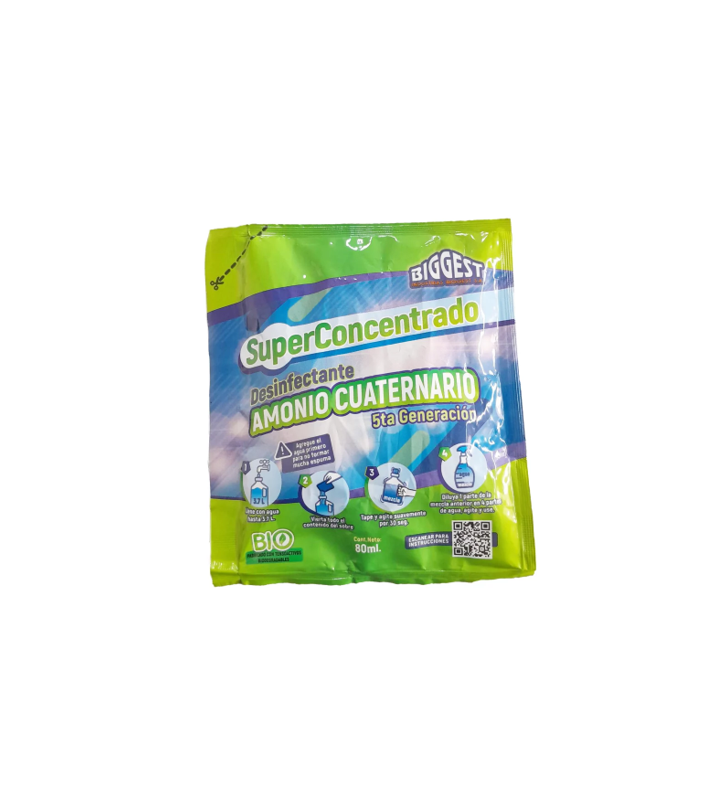Desinfectante Amonio Cuaternario 5ta Generación Superconcentrado 80ml (presentación sobre)